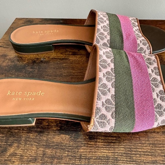 Kate Spade| New York Pink/Green Flower Jacquard Boardwalk Slide Sandals Sz 9.5 - Picture 5 of 8